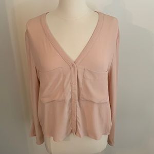 🇬🇧 Top Shop Pink “Untucked”  Blouse w/ Open Slits On Sleeves M